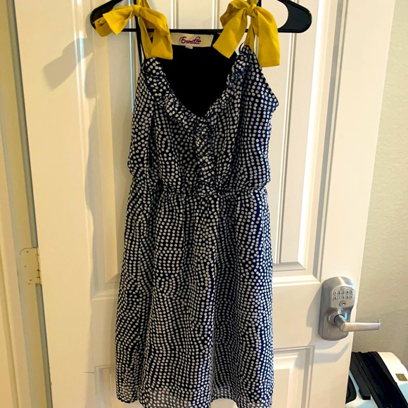 Navy with white polkadots casual dress - Picture 1 of 1